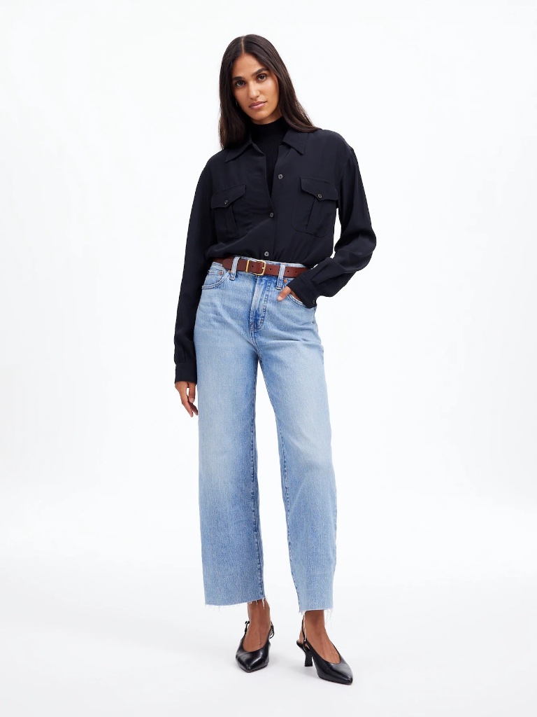 Madewell Perfect Vintage Wide-Leg Crop Jeans Size 28 Light Wash